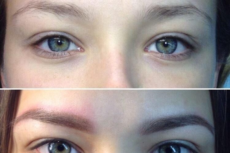 Перманентный макияж бровей – фото до и после