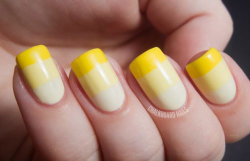 Желтый френч на коротких ногтях