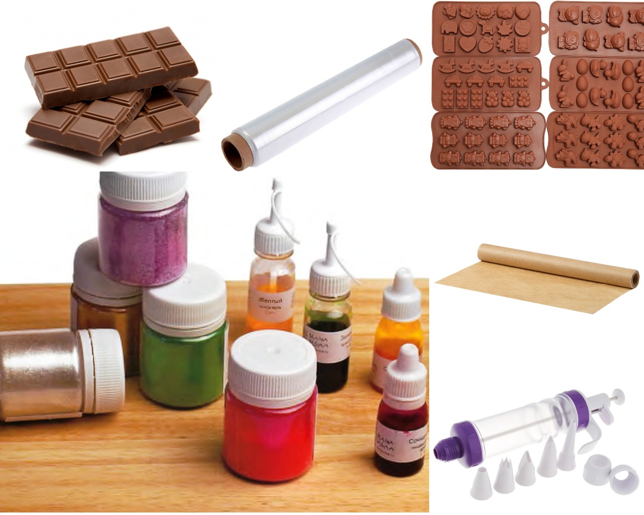 Ингредиенты и инструменты для шоколадных фигурок