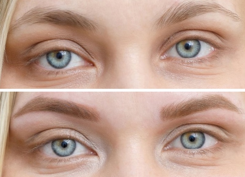 перманентный макияж бровей: фото до и после 