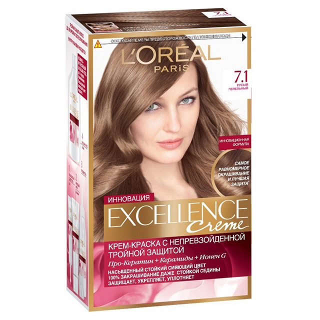 Крем-краска для волос L’Oreal Excellence тон 7.1 (Русый пепельный)