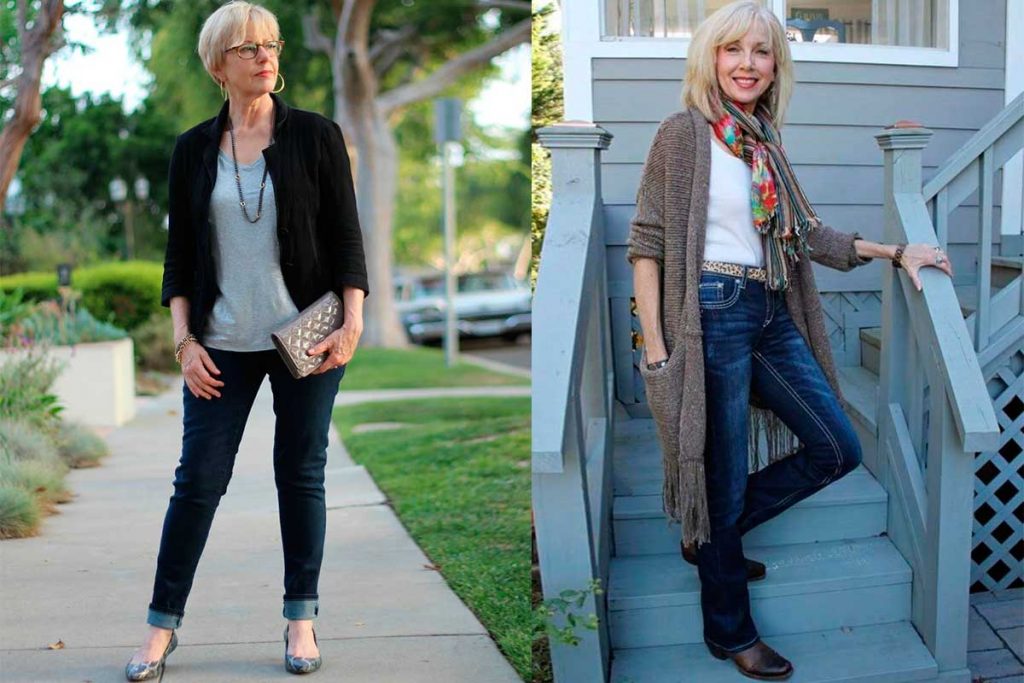 Повседневный образ с джинсами для женщин старше 50