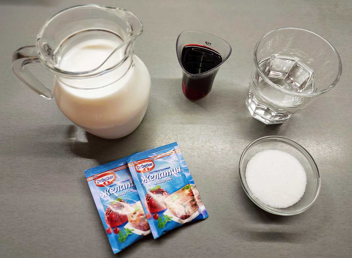 Ингредиенты для молочного желе